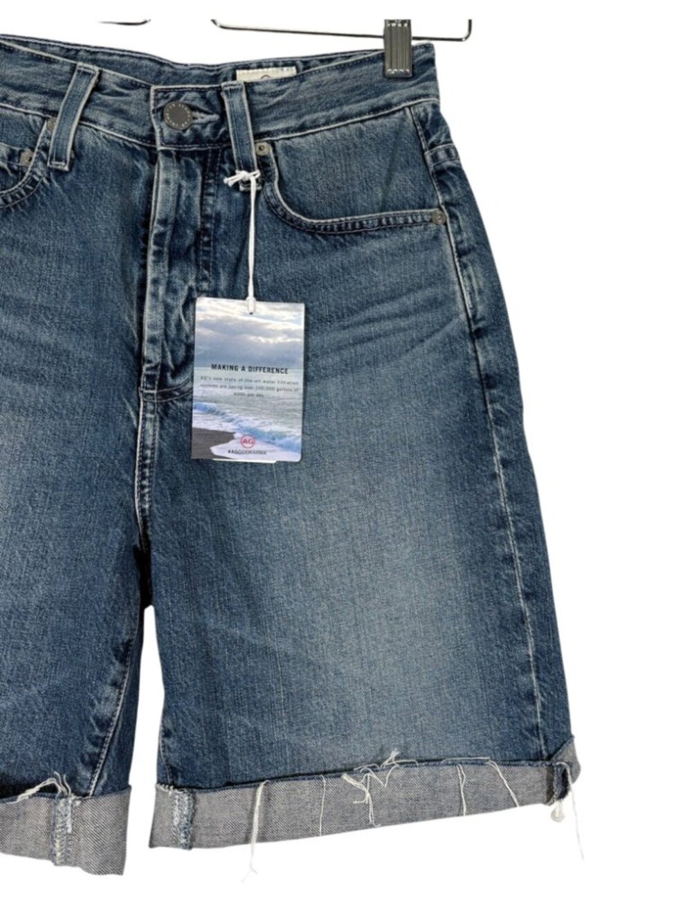 NEW AG Adriano Goldschmied Kerah Long Jean Shorts Size 24 - Picture 5 of 10